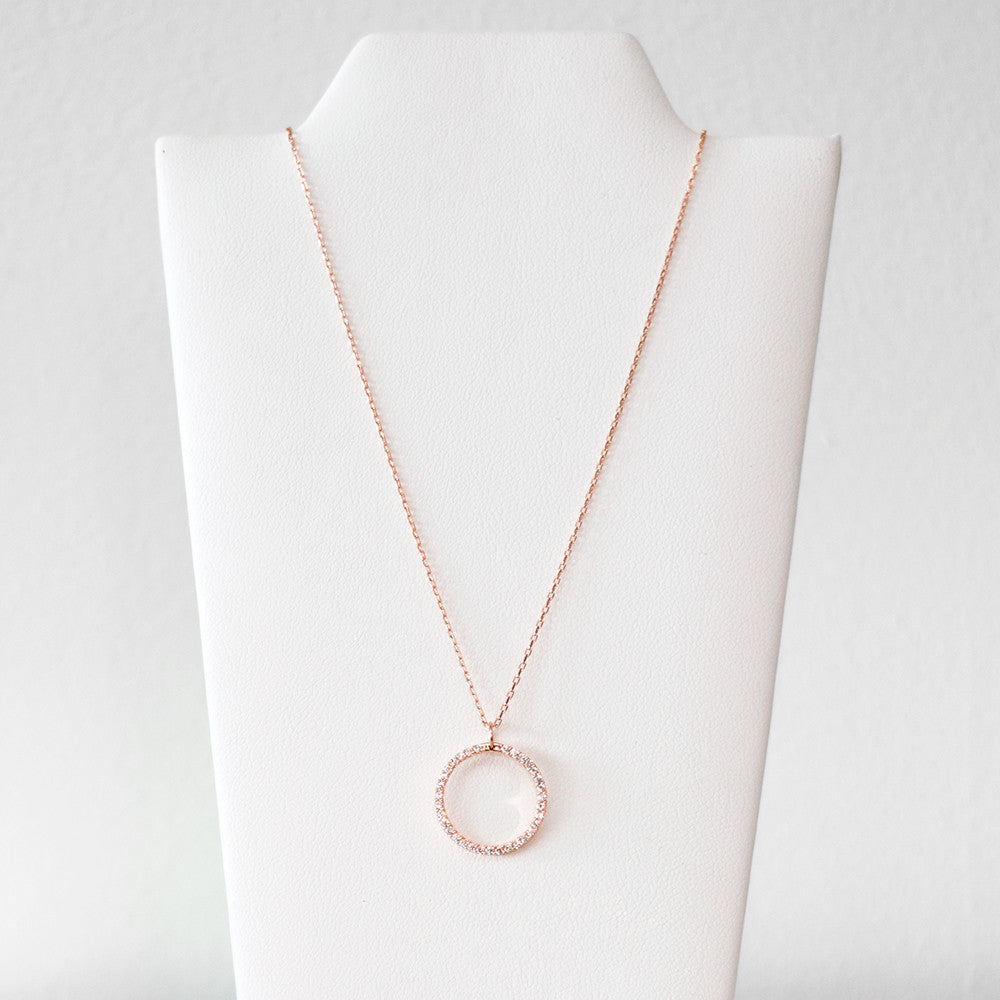 - A| Moving Round Necklace with CZ Sterling Silver