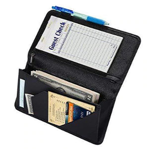 Fintie Server Book Organizer with Zipper Pocket, PU Leather Restaurant  Guest Check Presenters Card Holder for Waitress Waiter Bartender, Galaxy 