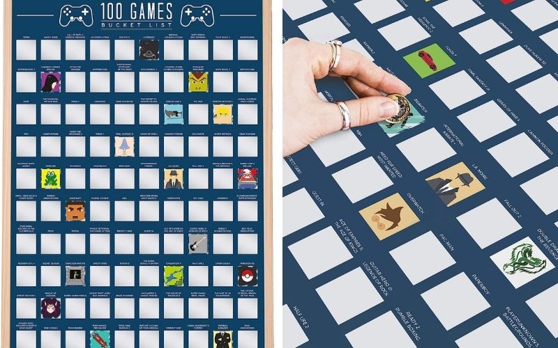 100 Video Games Bucket List Scratch Poster