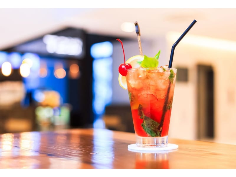  A glass of Pineapple Hibiscus Mocktail