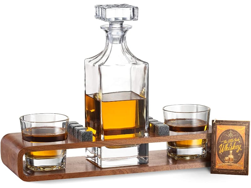 ROCKSLY Crystal Whiskey Decanter Set with Stand 