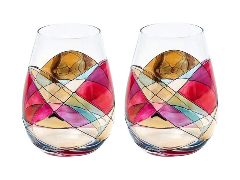 Antoni Barcelona Handpainted Stemless Wine Glass Set