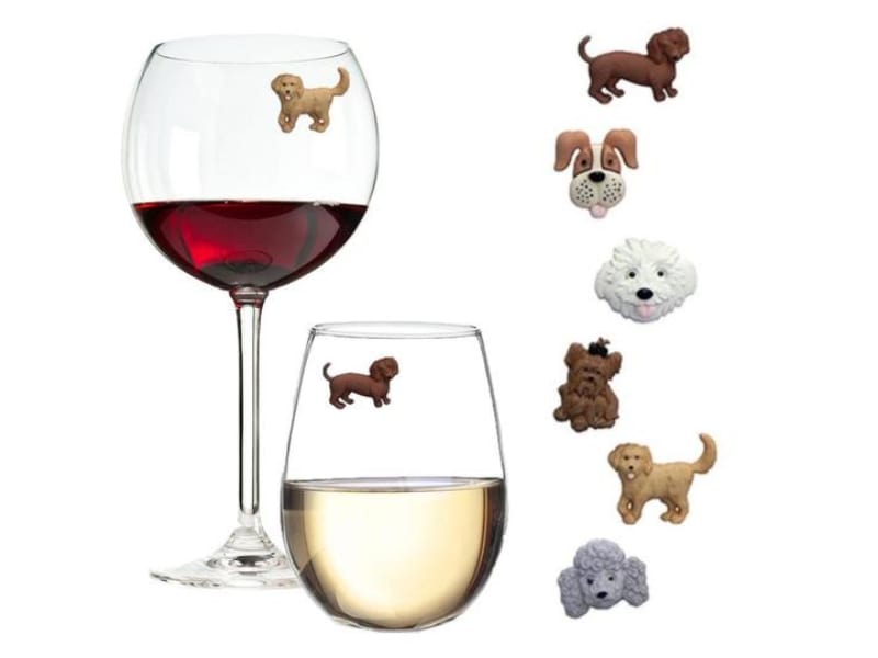 Six pieces dog-themed magnetic drink markers