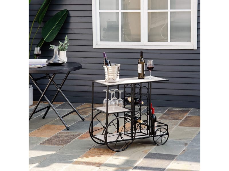  HOMCOM Bar Cart with Wine Rack Storage 