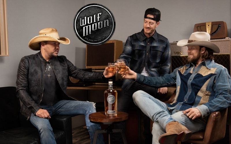 Aldean and Florida Georgia Line having a toast - Image by Wolf Moon Bourbon