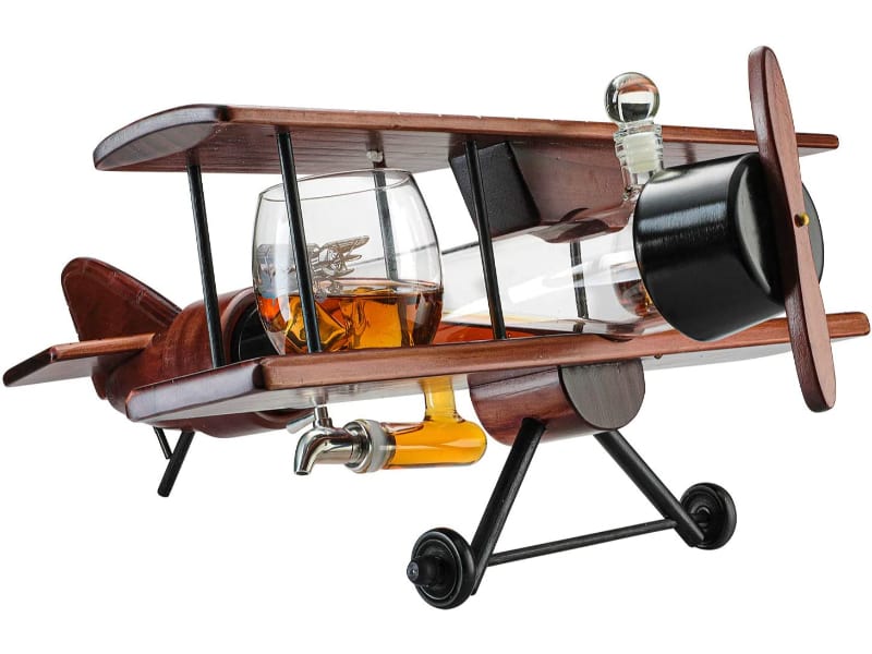 The Wine Savant Whiskey Decanter Airplane Set
