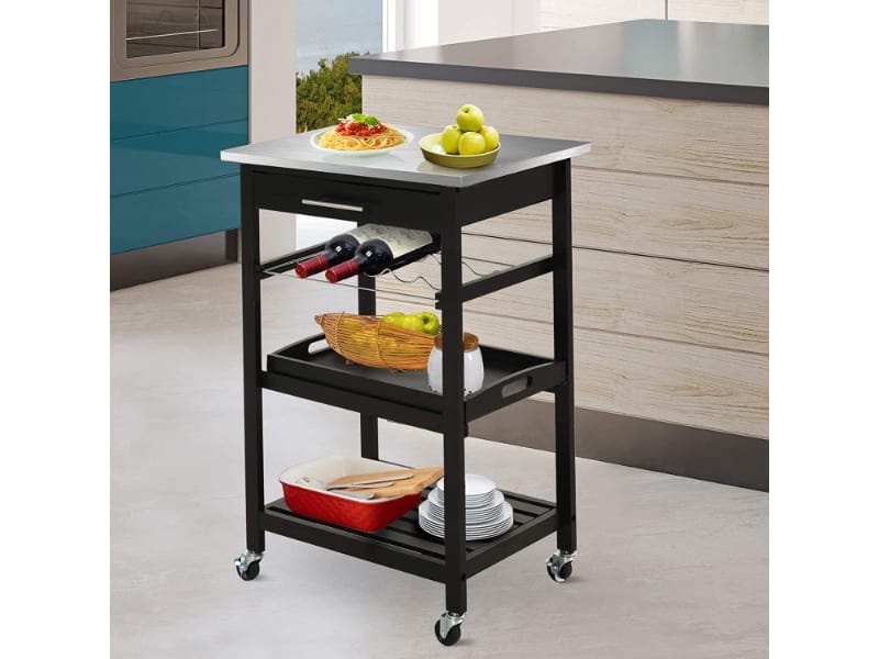 HOMCOM Kitchen Island Wine Cart