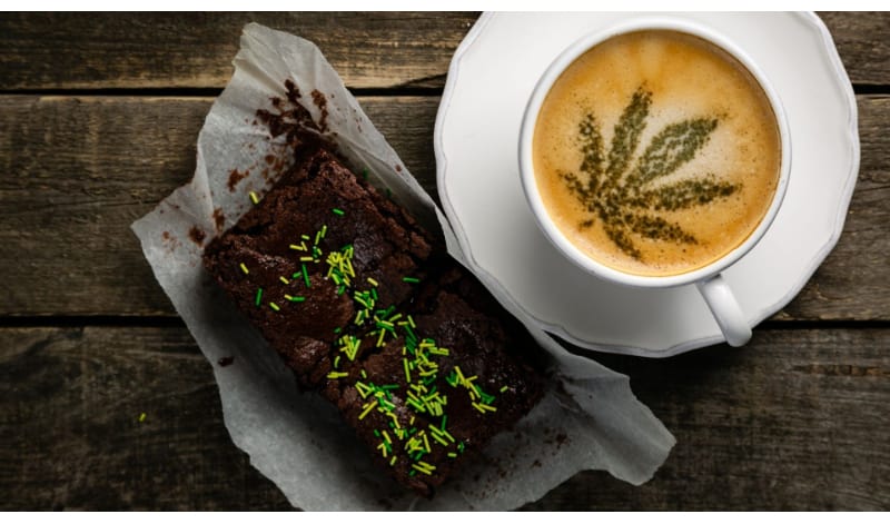 Cannabis Coffee - Marijuana Leaf on Coffee Foam