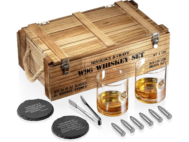 Mixology & Craft Whiskey Glass and Stone Set