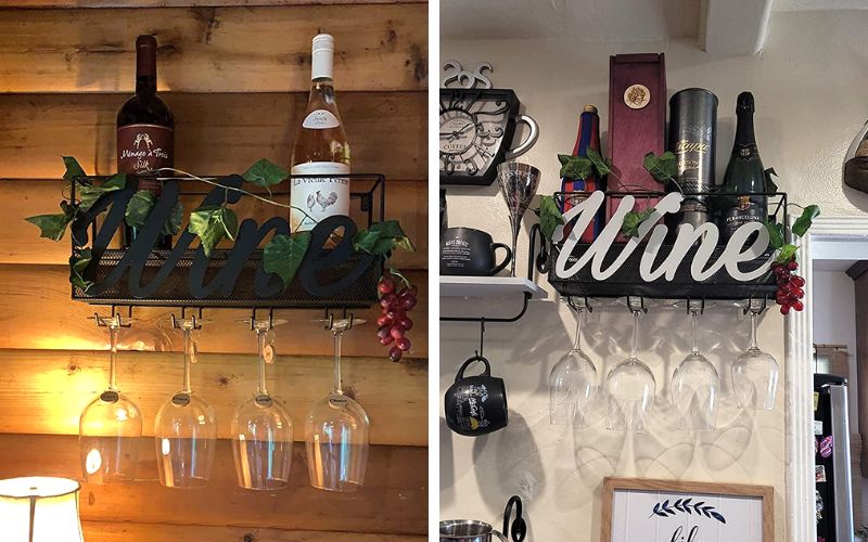 TRIVETRUNNER -ANNA STAY Wall Mounted Wine Rack, Bottle & Glass Holder