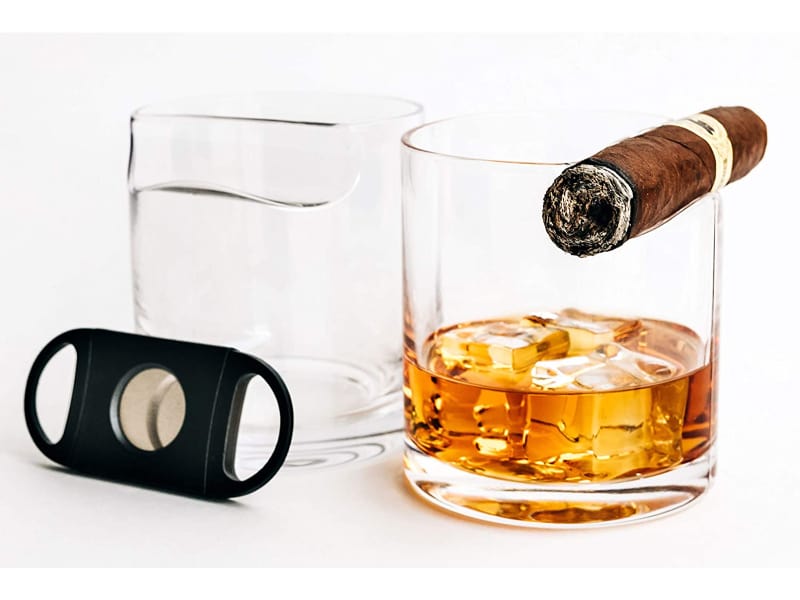 Ruckus Creations Whiskey Glasses &amp; Cigar Cutter Set