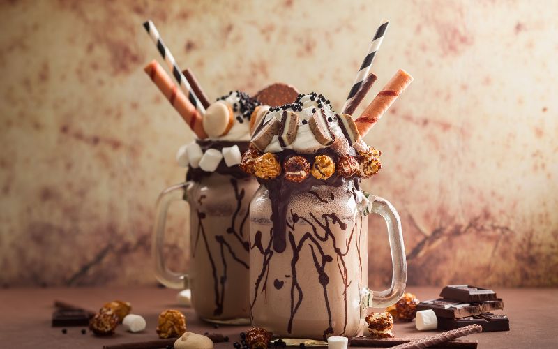 A glass of Boozy S'Mores Milkshake