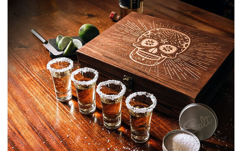 Spanish Sugar Skull Tequila Glass Set