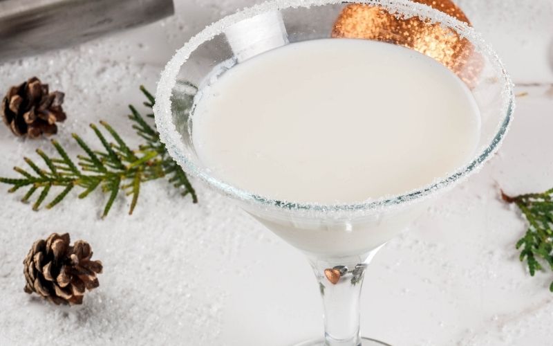 A glass of Snowflake Martini cocktail