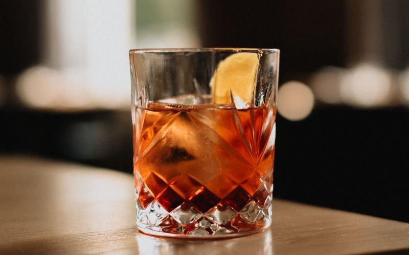 Glasses of Fig Bourbon Negroni