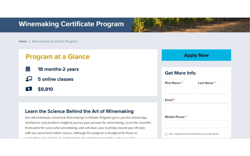 UC Davis wine course website