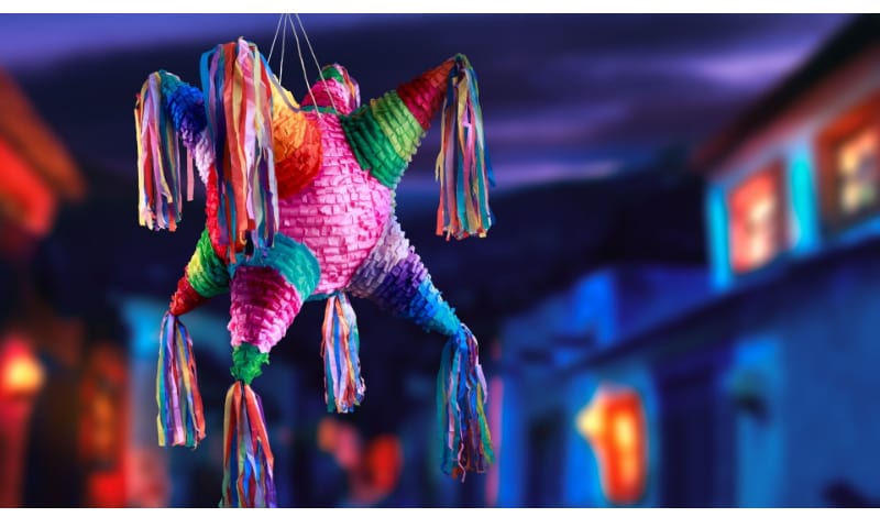 Colorful piñata hanging 