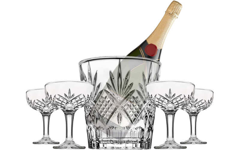 Godinger Champagne Coupe and Ice Bucket Set