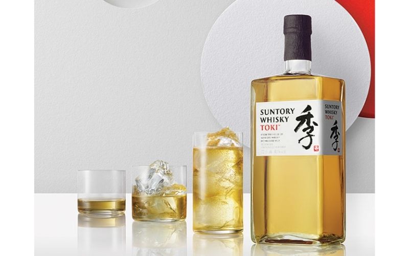 3 glasses and a bottle of Japanese Whisky