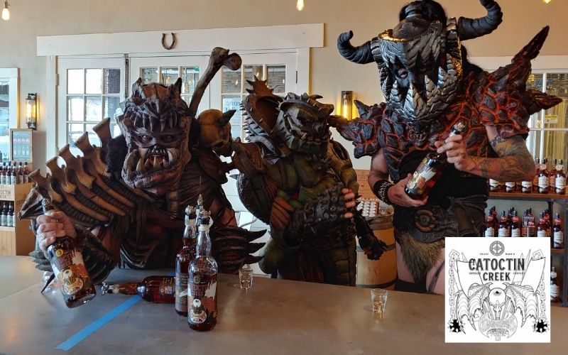 GWAR holding Catoctin Creek Ragnarök Rye Bottles - Image by Catoctin Creek