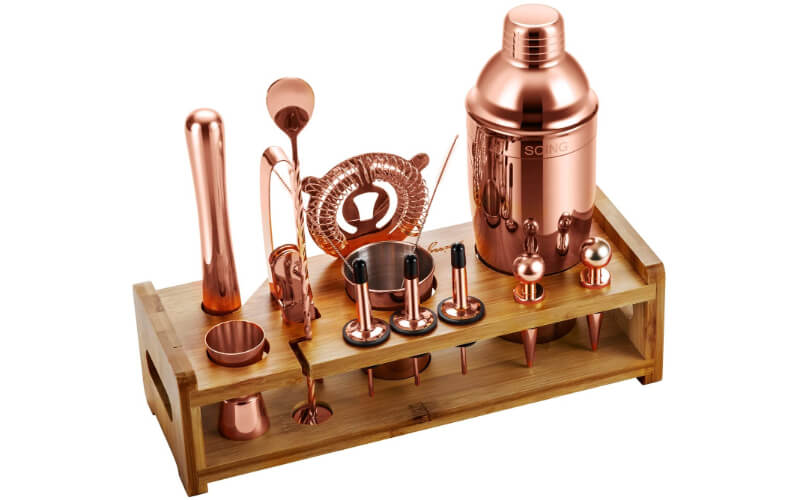 Soing Rose Copper 24-Piece Cocktail Shaker Set