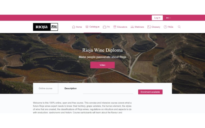 Rioja wine academy website