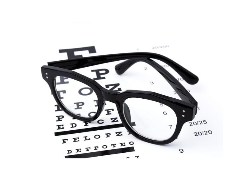  Eyesight test with black glasses 