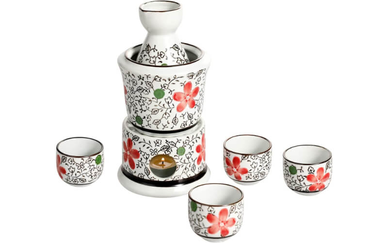 MyGift Ceramic Flower Sake Set
