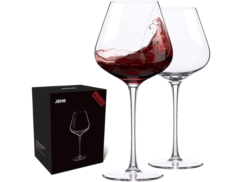 JBHome Burgundy Wine Glasses