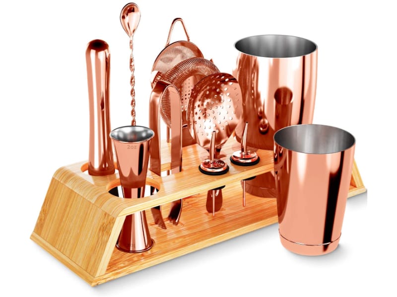  Vostini 12-Piece Bartender Kit with Bamboo Stand