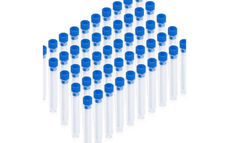 Teenitor Plastic Test Tubes with Blue Caps