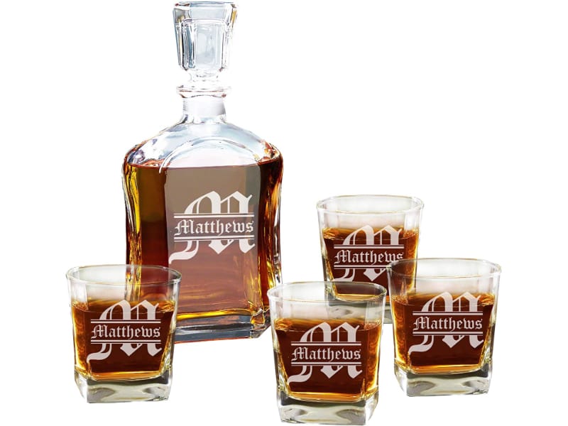 Personalized 5-Piece Whisky Decanter Set