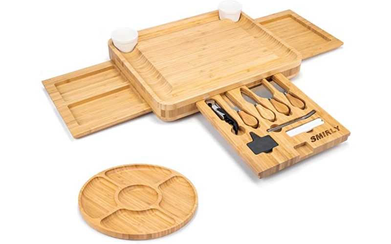 SMIRLY Bamboo Cheese Board and Knife Set