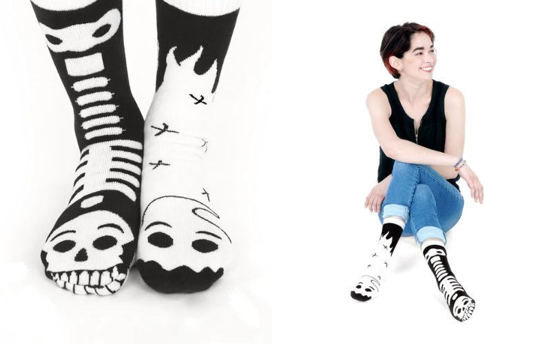 Pals Mismathced Ghost & Skeleton Socks