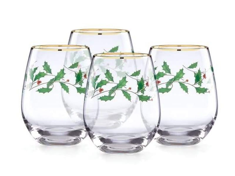Lenox Holiday Stemless Wine Glass Set