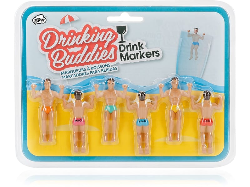 Set of 6 Drinking Buddies Classic-Themed Drink Markers