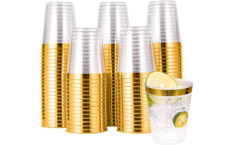 Jolly Chef Gold Rim Disposable Cups
