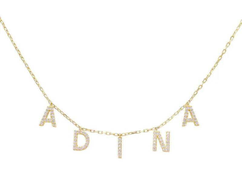 Personalized Pavé Block Name Shaker Necklace