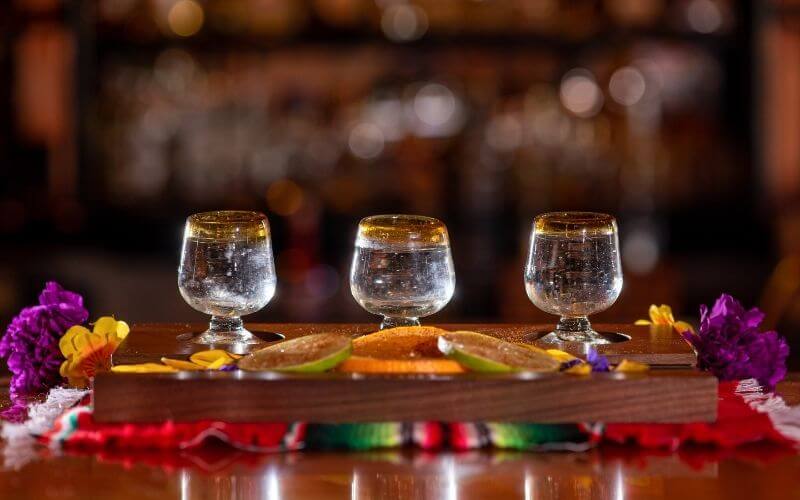 A Flight of Tequila with citrus and flowers