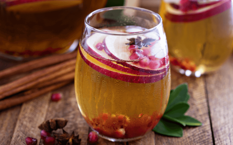 A glass of Apple Cider Sangria