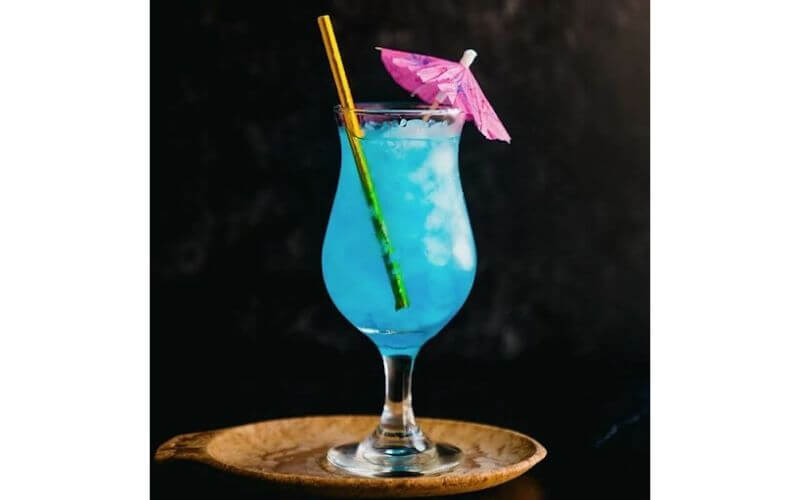 A glass of Blue Lagoon