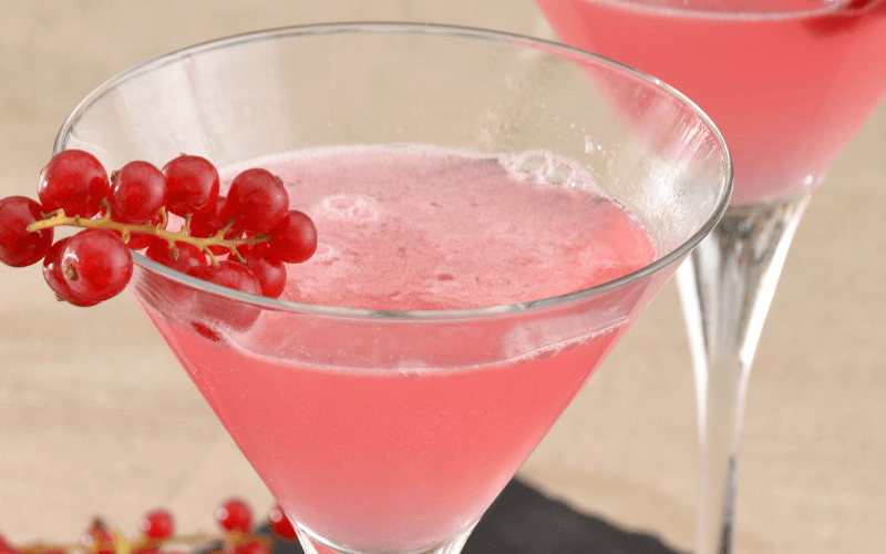 A glass of Blushing Lady cocktail