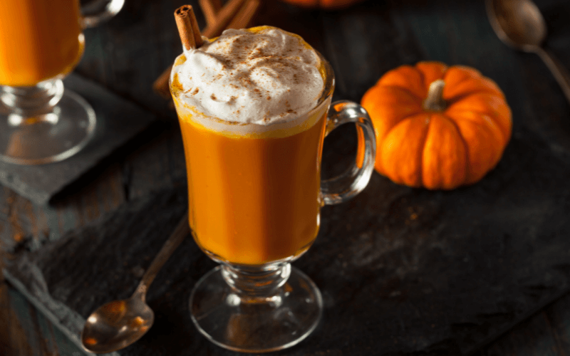 A glass of Boozy Pumpkin Milkshake