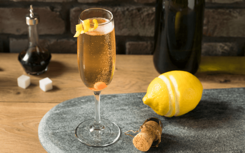 A glass of Champagne Cocktail