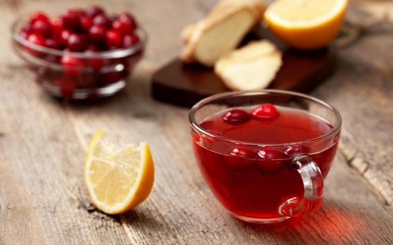 A glass of Cranberry Ginger Shandy