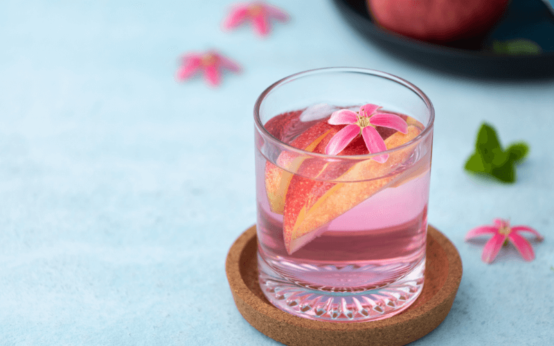 A glass of Ginger Rose Fizz