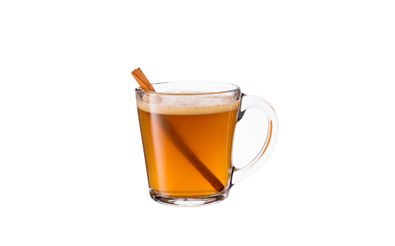 A glass of Hot Buttered Whiskey Cider