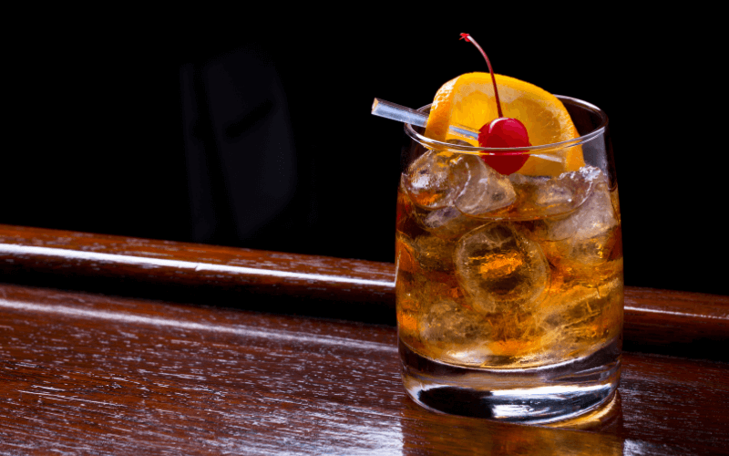 A glass of Maple Old Fashioned