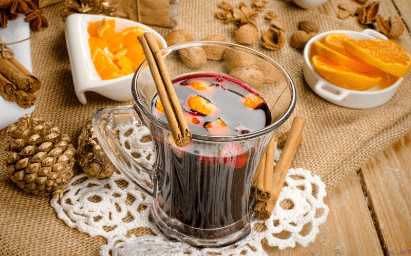 A glass of Old-Fashioned Swedish Glogg