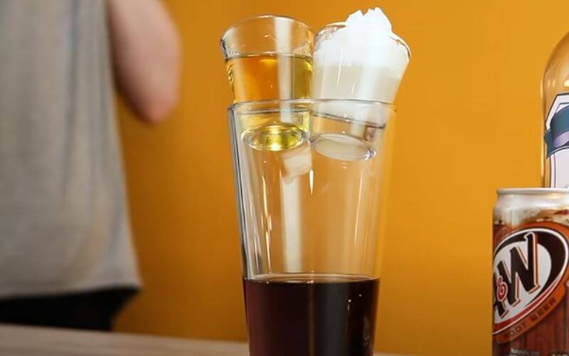 A glass of Root Beer Float Drop Shot - Image by Tipsy Bartender